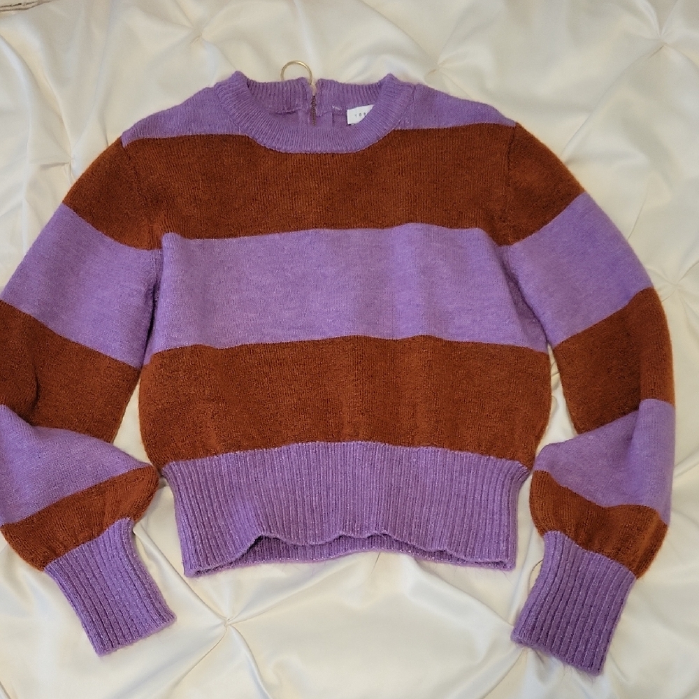 Topshop Purple and Brown Striped Sweater